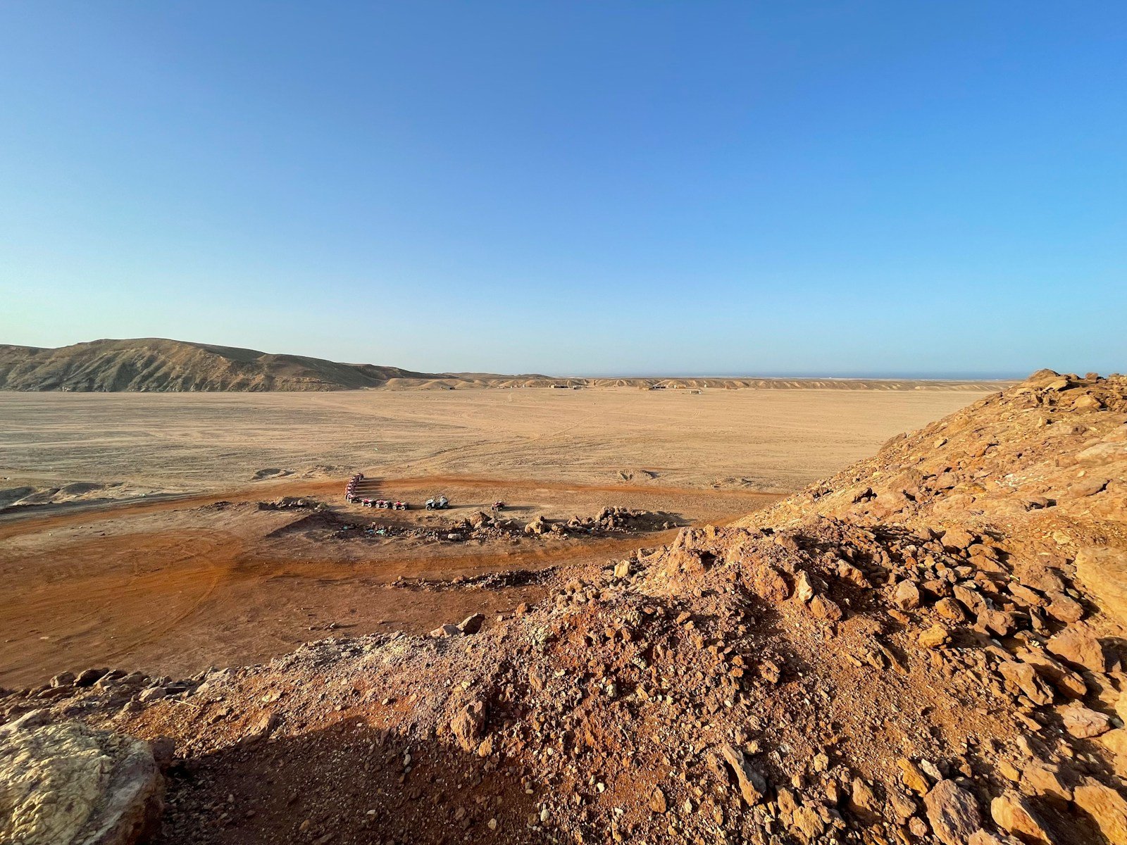 a desert landscape with hills